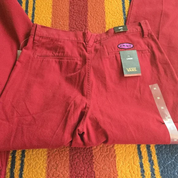 Vans Authentic Knost La Curren Chino Loose Fit Women Red Cotton New 042026 - Picture 10 of 11